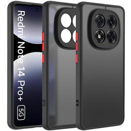 Husă din silicon pentru Xiaomi Redmi Note 14 Pro+ 5G, cu protecție pentru cameră, transparent / negru + sticlă călită 9H