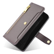 Cu clapetă pentru OnePlus 12 5G, Wallet Zipper Pocket, gri