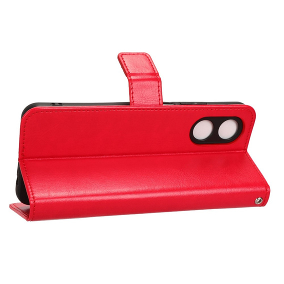 Cu clapetă pentru Oppo A17, Crazy Horse Wallet, roșu