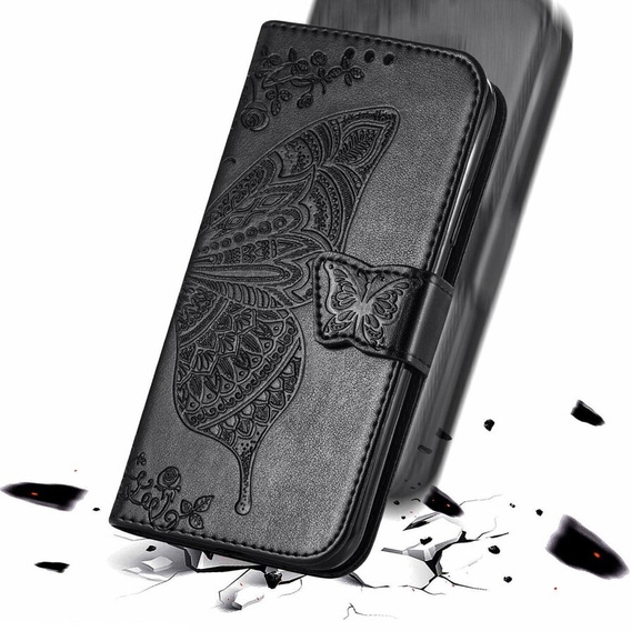 Cu clapetă pentru Infinix Hot 40i, Butterfly, negru