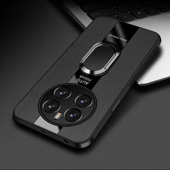 Carcasă pentru Realme 12 Pro 5G / 12 Pro+ 5G, Leather Kickstand Ring, negru