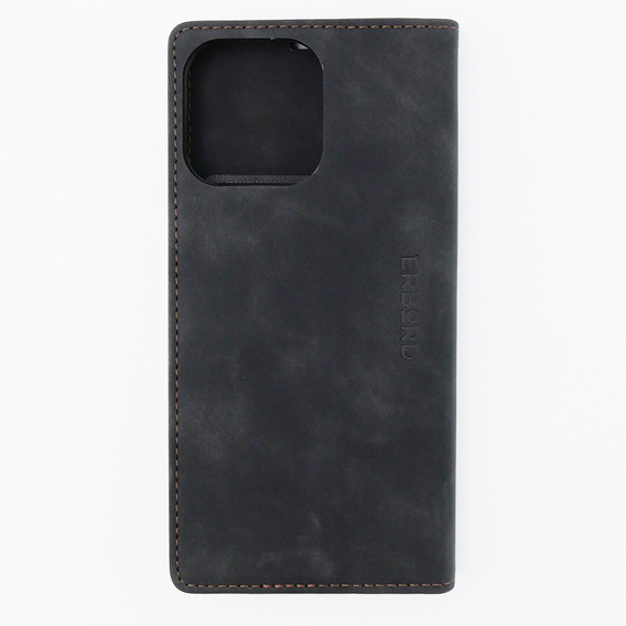 Husă pentru iPhone 15 Pro, ERBORD Vintage, portofel cu clapetă, negru