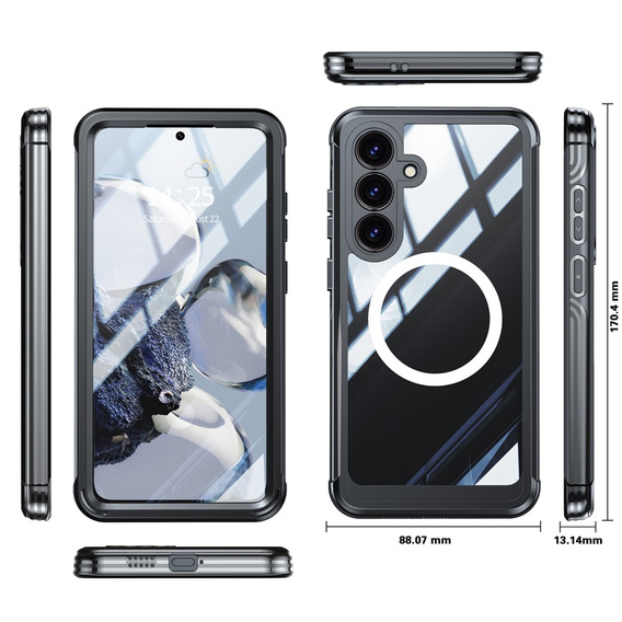 Husă pentru Samsung Galaxy S25 FE, Shockproof, cu sticlă, pentru MagSafe, negru