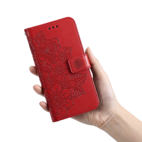 Cu clapetă pentru Samsung Galaxy A13 4G, Mandala Flower, roșu