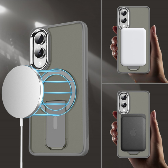 Husă pentru Samsung Galaxy S25 Edge, Kickstand Matt Case, pentru MagSafe, gri titan