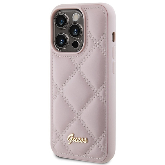 Husă metalică matlasată cu logo pentru iPhone 15 Pro