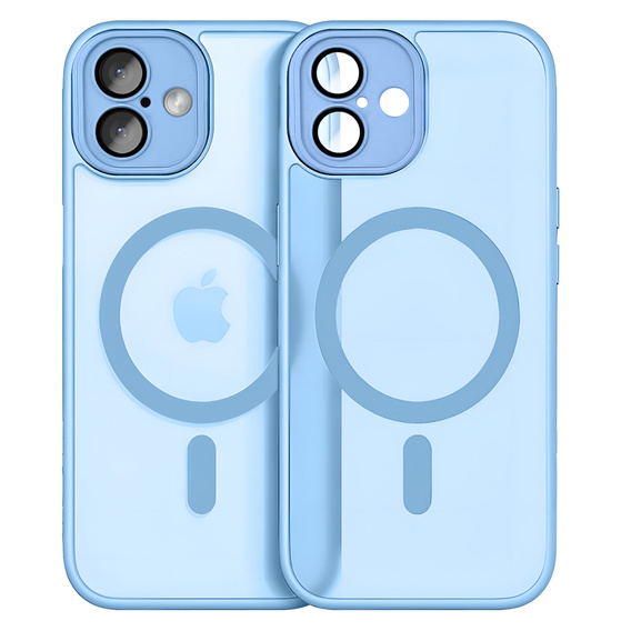 Husă pentru iPhone 16, pentru MagSafe, ERBORD Matt Case, albastru + sticlă pentru ecran