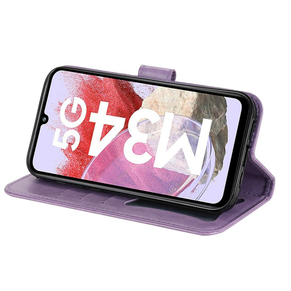 Cu clapetă pentru Samsung Galaxy M34 5G, Mandala Flower, violet