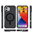 Carcasă Matt pentru iPhone 17, blindată, pentru MagSafe, fumurie cu margini negre
