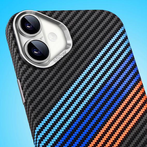 Carcasa pentru iPhone 16 Plus, Carbon Fiber MagSafe, albastru închis