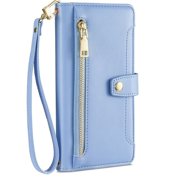 Cu clapetă pentru Samsung Galaxy A54 5G, Wallet Zipper Pocket, albastru
