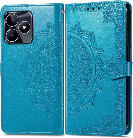 Cu clapetă pentru Realme Note 50, Mandala, albastru