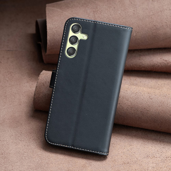 Cu clapetă pentru Samsung Galaxy A25 5G, BINFEN Wallet, negru + sticlă 9H