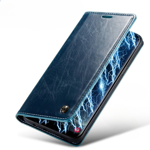 Carcasă flip CASEME pentru Samsung Galaxy S8, Waxy Textured, albastru