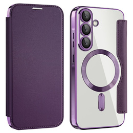 Cu clapetă pentru Samsung Galaxy A56, RFID Wallet MagSafe CamShield, violet