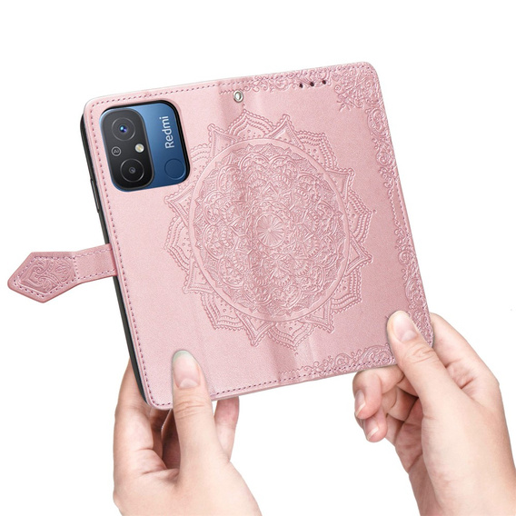 Cu clapetă pentru Xiaomi Redmi 12C, Mandala, roz rose gold