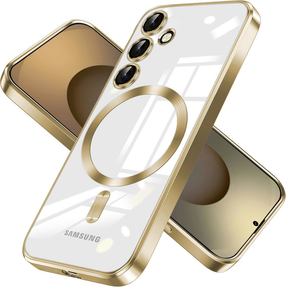 Husă pentru Samsung Galaxy S25, Electro MagSafe, de aur + Sticlă pentru ecran