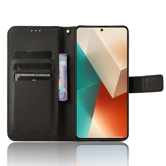 Cu clapetă pentru Xiaomi Redmi Note 13 5G, Wallet Smart Magnet, negru
