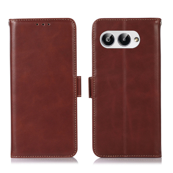 Cu clapetă pentru T Phone 3 5G, Crazy Horse Wallet, maro