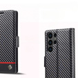 Cu clapetă pentru Samsung Galaxy S23 Ultra, Carbon LC.IMEEKE, negru