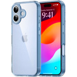 Husă pentru iPhone 17, cu capac pentru cameră, transparentă cu margini albastre
