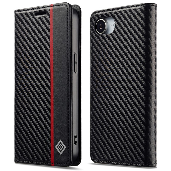 Carcasă cu clapetă pentru iPhone 16e, Carbon LC.IMEEKE, negru
