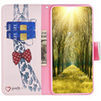 Cu clapetă pentru Samsung Galaxy A55 5G, Wallet, giraffe, roz