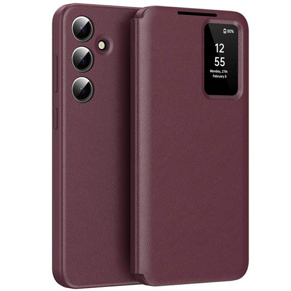 Husă cu clapetă pentru Samsung Galaxy A56 5G, Smart View Wallet, maroon