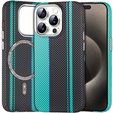 Carcasa pentru iPhone 15 Pro, Carbon Fiber MagSafe, negru / albastru