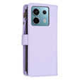 Cu clapetă pentru Xiaomi Redmi Note 13 Pro 4G / Xiaomi Redmi Note 14S / Xiaomi Poco M6 Pro 4G, Wallet Zipper Pocket, violet