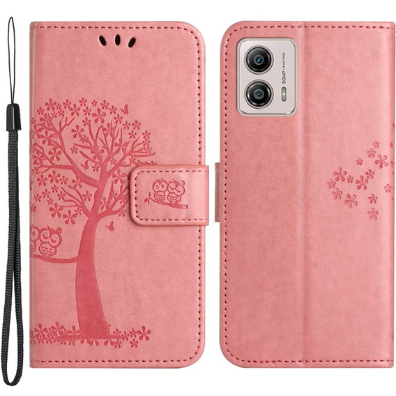 Cu clapetă pentru Motorola Moto G53 / G23 / G13, tree, roz