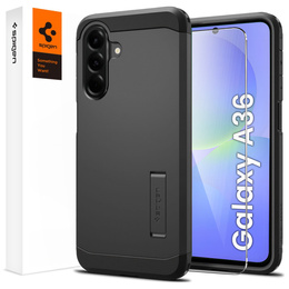 Carcasa Spigen pentru Samsung Galaxy A36 5G, Tough Armor Mag MagSafe, negru + 9H Tempered Glass