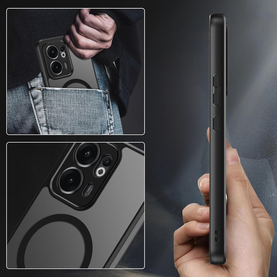 Husă pentru Oppo Reno 13F / Oppo Reno 13FS, pentru MagSafe, ERBORD Matt Case, negru