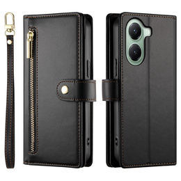 Cu clapetă pentru Xiaomi Poco X7 Pro 5G, Wallet Zipper Pocket, negru