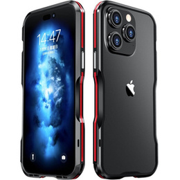 Husa LUPHIE pentru iPhone 14 Pro, Armor Bumper, negru / roșu