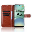 Cu clapetă pentru Xiaomi Redmi A5, Crazy Horse Wallet, maro