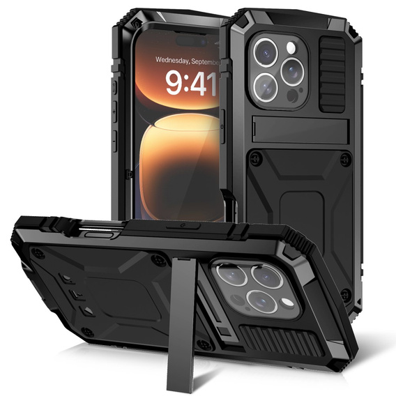 Husă blindată pentru iPhone 16 Pro, R-JUST, negru