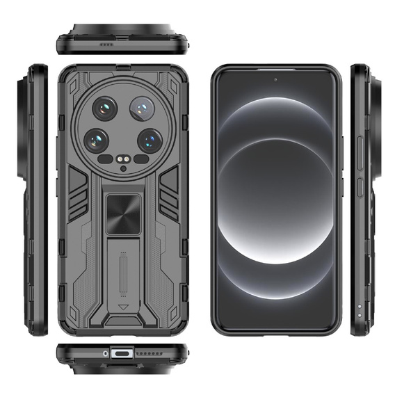 Husa pentru Xiaomi 14 Ultra, Military kickstand, negru