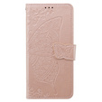 Cu clapetă pentru Samsung Galaxy M34 5G, Butterfly, roz rose gold