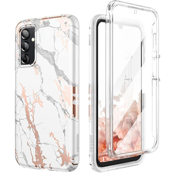 Huse pentru Samsung Galaxy A14 4G/5G, Suritch Full Body Marble, alb