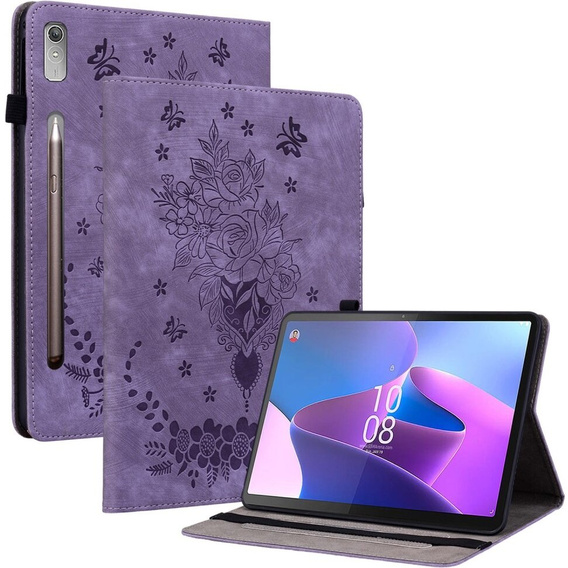 Husă cu clapetă pentru Lenovo Tab P12, flower, violet