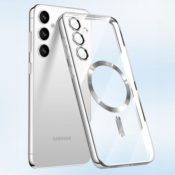 Husă pentru Samsung Galaxy A05s, Electro MagSafe, de argint + Sticlă pentru ecran