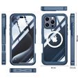 Husă pentru iPhone 16 Pro, Shockproof, cu sticlă, pentru MagSafe, albastru închis