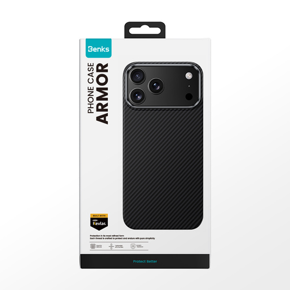 BENKS Kevlar Armor Air Carbon Fiber 600D A070 la cazul MagSafe pentru iPhone 17 Pro Max