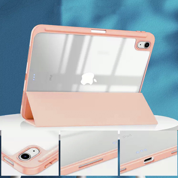 Husă pentru iPad 10.9 2022 10 Gen, Smartcase Hybrid, cu spațiu pentru stylus, roz