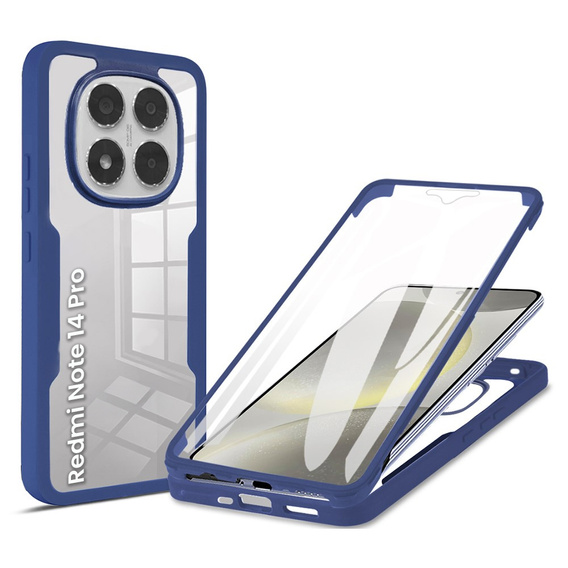 Carcasă pentru Xiaomi Redmi Note 14 Pro 5G, Shockproof, cu folie, albastru închis