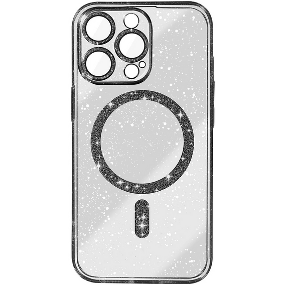 Husă pentru iPhone 16 Pro, ERBORD Glitter MagSafe, negru + Sticlă pentru ecran