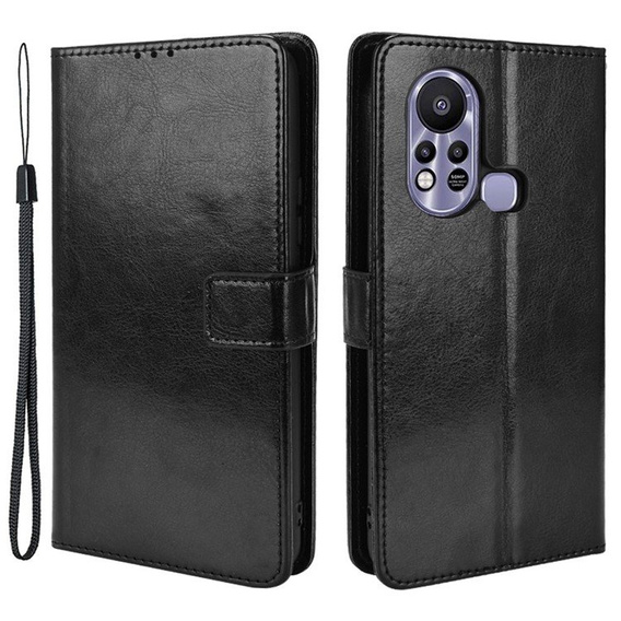 Cu clapetă pentru Infinix Hot 11s, Crazy Horse Wallet, negru