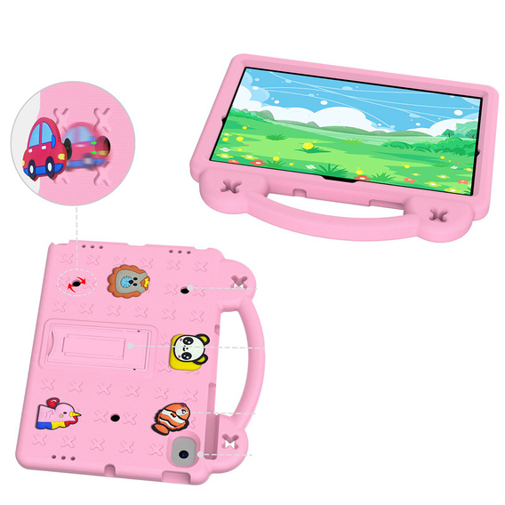 Husă pentru copii pentru Samsung Tab A8 10.5 X200 / X205, Cute Patterns, cu suport, roz