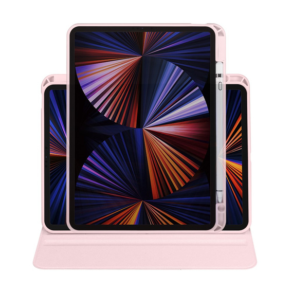 Husă pentru iPad Pro 11" 2022/2021/2020 (4/3/2 gen.), cu spațiu pentru stylus, rotativ la 360 °, roz